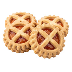 Two delicious jam filled tart cookies isolated on transparent background