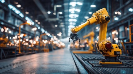 Industrial robot arm in manufacturing facility