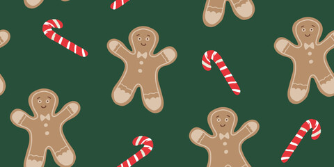 Festive Gingerbread and Candy Cane Holiday Pattern