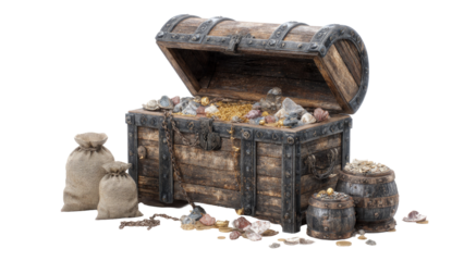 Treasure Chest with Coins and Jewels