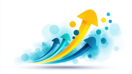 Obraz premium Colorful Abstract Arrows Representing Growth and Progress in Business and Success with Soft Background Elements and Vibrant Color Palette