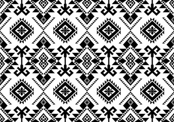 Black and White Tribal Geometric Seamless Pattern