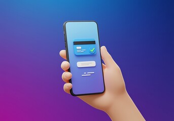 Hand Holding Smartphone with Secure Payment Interface