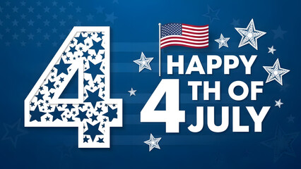 Happy 4th of july celebration with american flag