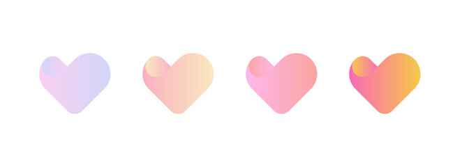 Halftone Heart Shapes Design Elements Set Gradient Color. 3D Heart with Gradient.