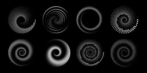 Set Of Spirals Swirl Vector Illustration