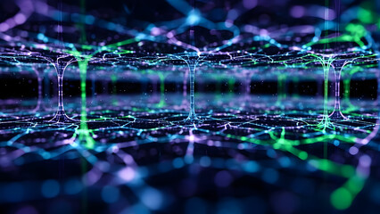 Vibrant digital network connections in futuristic cyber space