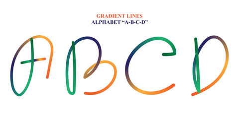Colorful Gradient Script Alphabet A-B-C-D