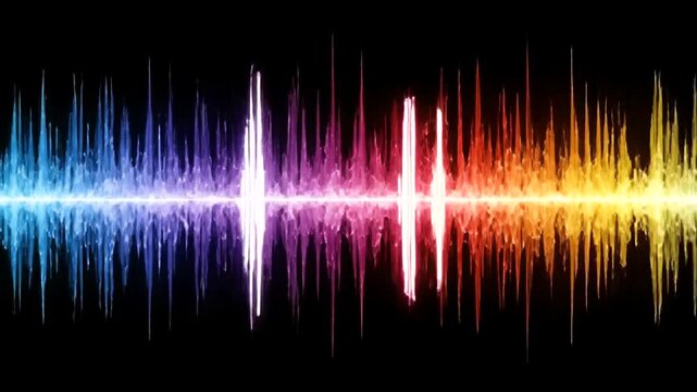 Colorful Sound Wave Visualization on Black Background