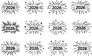 Obraz premium 2026 fireworks burst set new year celebration 