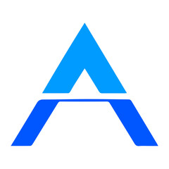 Abstract Letter A Logo Design in Blue, Modern Minimal Alphabet Icon