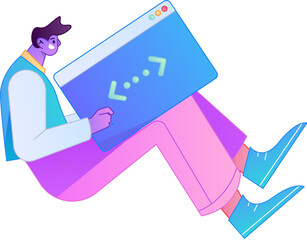 Vector flat gradient illustrations of characters for development and programming projects.
