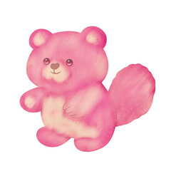 Illustration of a Pink Bear with Tail