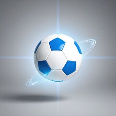 Obraz premium Soccer ball, blue and white, with light trails