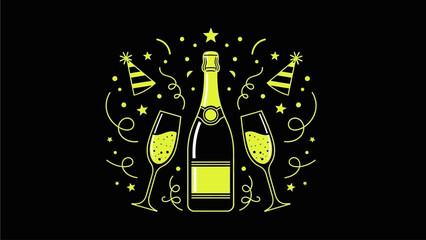 Celebrate in style with champagne and party decorations