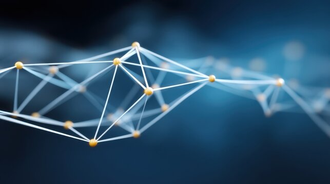 Abstract Digital Network Connection Illustration with Dynamic Nodes and Lines on a Blue Background for Technology and Innovation Concepts - Powered by Adobe
