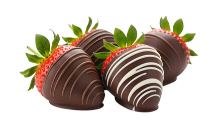 set of chocolate-covered strawberries on transparent background PNG