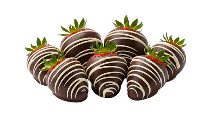 set of chocolate-covered strawberries on transparent background PNG