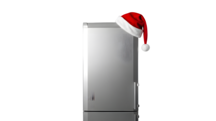 refrigerator with santa hat, isolated on transparent background PNG