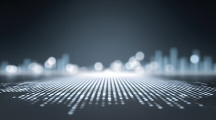 Abstract digital background showcasing a grid of glowing dots representing sound waves with soft bokeh lights in a modern artistic design concept