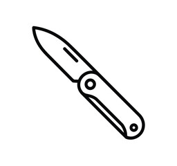 Outline icon representing a versatile folding pocket knife, ideal for camping and everyday use