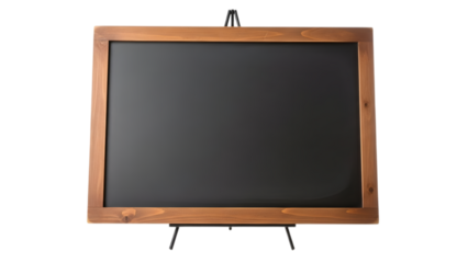 Blank chalkboard with a wooden frame isolated on white transparent background PNG