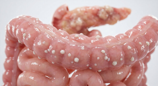 Pancreatic Cancer Stage IV: Peritoneal Carcinomatosis Showing Malignant Tumor Seeding on Small Intestine Surface