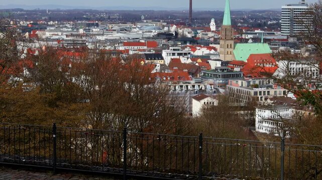 bielefeld germany cityscape in winter 4k 30fps video