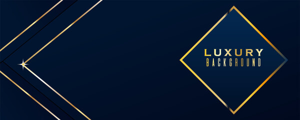 Luxury Background Overlapped Blue Layer with Shiny Square Golden Effect . Vector Illustration