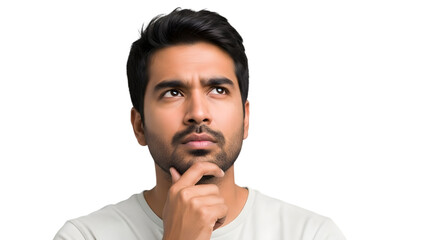 indian man thinking, isolated on transparent background PNG