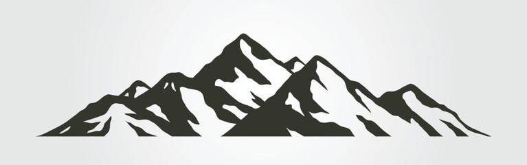 silhouette of mountain icon set vector landscape design, mountain peaks background