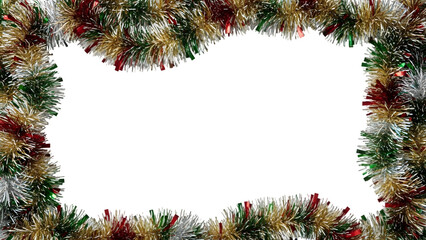 Christmas holiday tinsel garland border, isolated on transparent background PNG