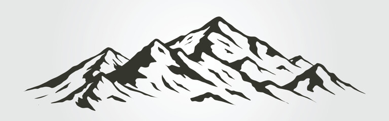 mountain range in silhouette against black background. Suitable for backgrounds, banner designs, nature themed projects, and outdoor graphics.