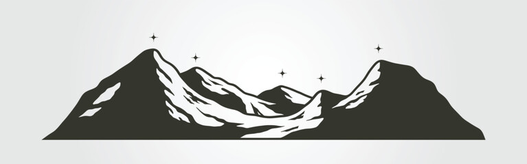 mountain silhouette with stars on the peaks illustration design