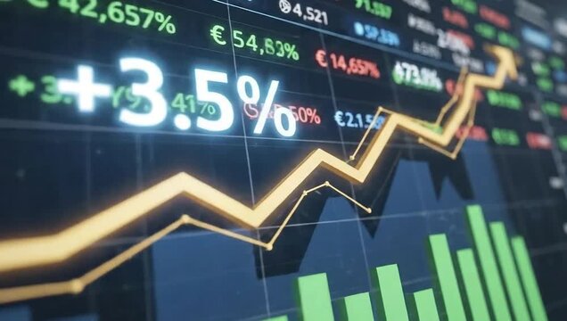 Financial stock market numbers. Business success and growth concept. Abstract economy data on screen display. Loop animation. - Professional video