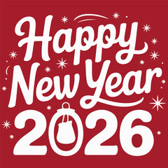 2026 happy new year text and festive banner