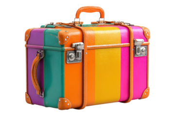 Bright Luggage Case For Modern Travel On Transparent Background