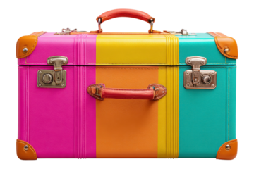 Colorful Travel Suitcase Isolated On Transparent Background