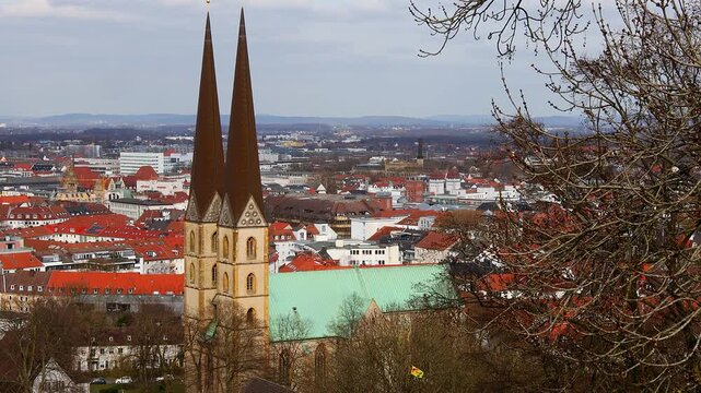 bielefeld germany cityscape in winter 4k 30fps video
