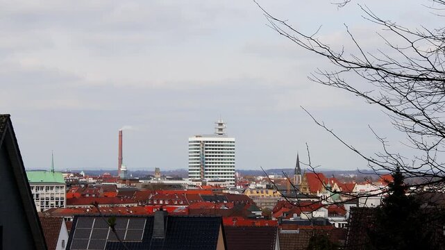 bielefeld germany cityscape in winter 4k 30fps video