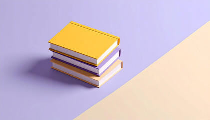 Minimalist composition of colorful books arranged on a diagonal pastel surface, symbolizing knowledge, learning, and aesthetic simplicity.