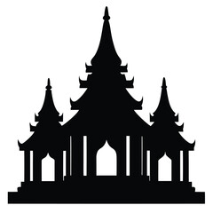 temple silhouette vector icon on white background