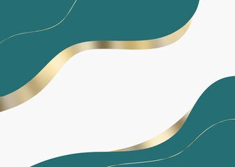Elegant abstract green and gold wavy background 