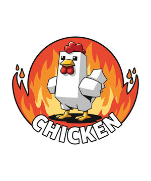 Steves Lava Chicken Design, Game-Inspired Funny Design, Retro Gaming Graphic Design.