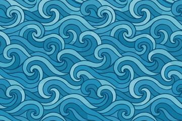 Pattern of waves in different shades of blue flowing across the surface