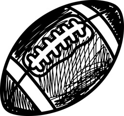 doodle sketch American football ball silhouette vector illustration