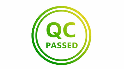 Quality control passed symbol with green gradient circular badge and white background, img_ymbr22_fx.svg reference, graphic design element