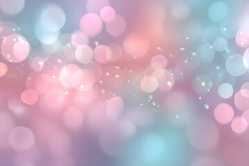 soft pastel bokeh background with dreamy pink blue glow diffused circles holographic sparkles