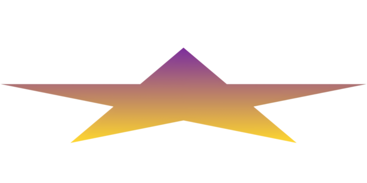A vibrant five-pointed star with a purple to yellow color gradient set against a black backdrop. isolated on transparent background, illustration - Powered by Adobe
