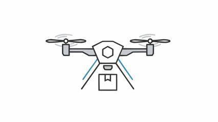 Naklejka premium Modern delivery drone carrying a package, illustrating innovation in logistics and aerial transportation services